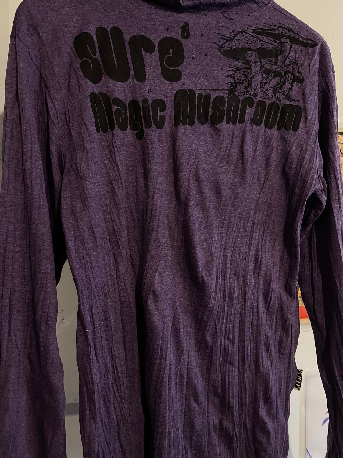 버섯 프린팅 퍼플 후드티 히피 상품이미지5