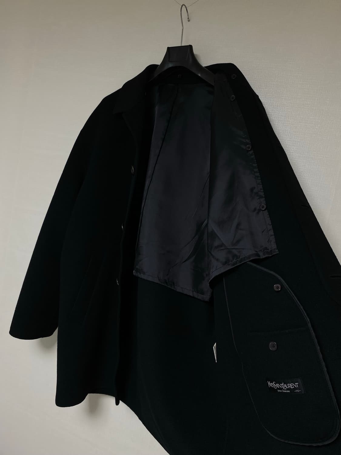 YVES SAINT LAURENT YSL 로고 울캐시미어 발마칸 코트 상품이미지7