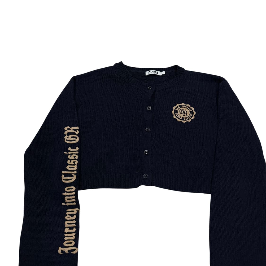 GROVE 그로브 플로스 크롭 가디건 네이비 상품이미지2