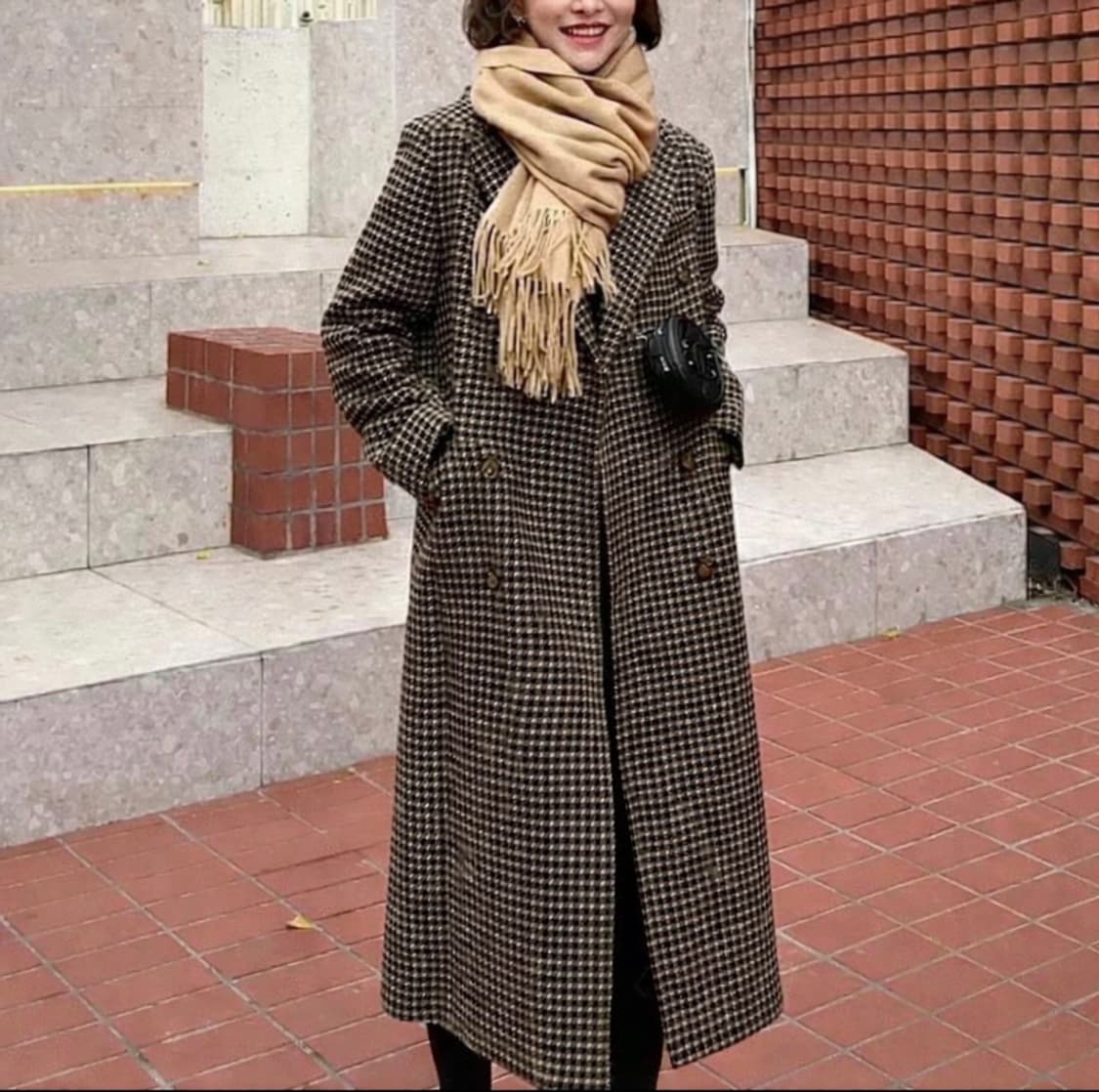 IMVELY 프리미엄 블리라벨 울 체크 더블 롱코트 프리 상품이미지3