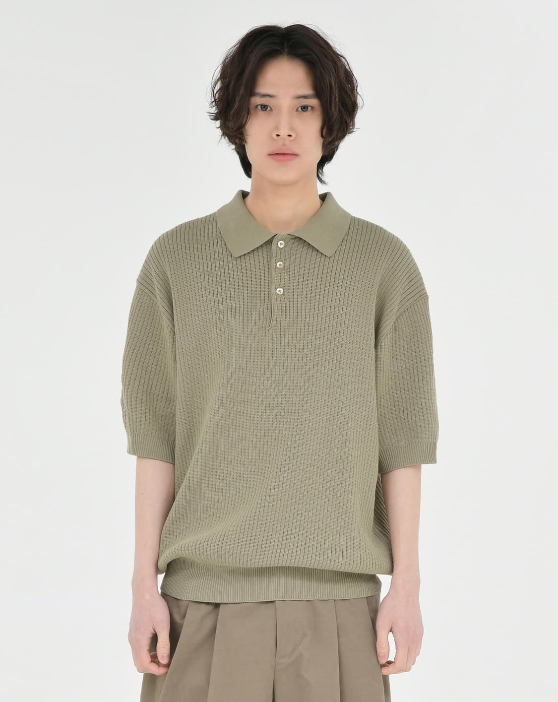 [Brownyard] knit polo shirt - khaki 상품이미지3