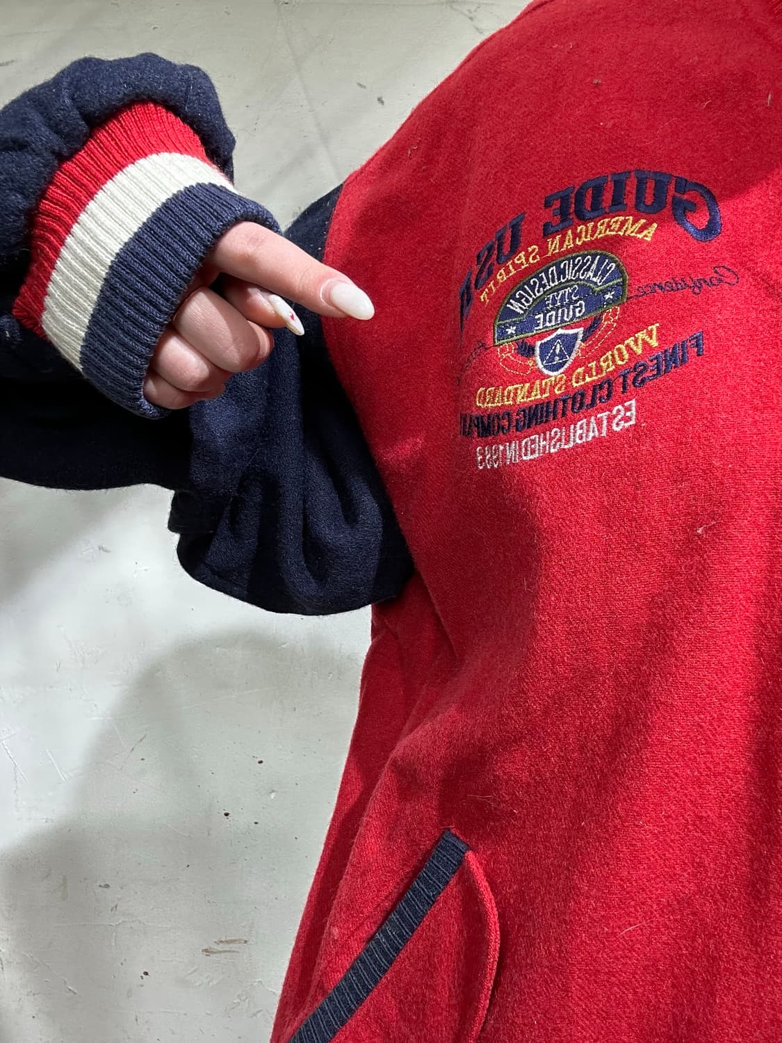 90s 빈티지 레드 모직 바시티 스타디움 잠바 코치 자켓  상품이미지4