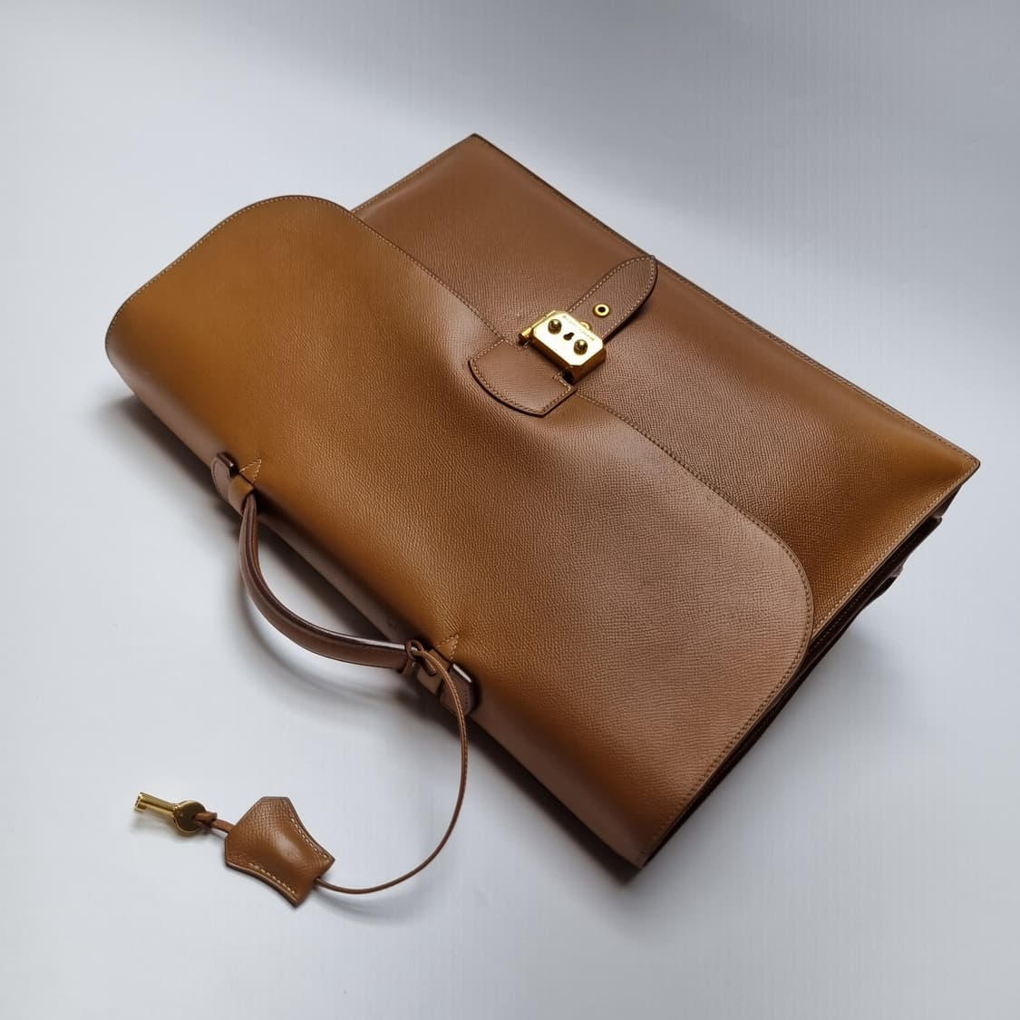 에르메스 삭아데페슈41 브라운 금장 브리프케이스 남여공용(최상급서류가방) 상품이미지5