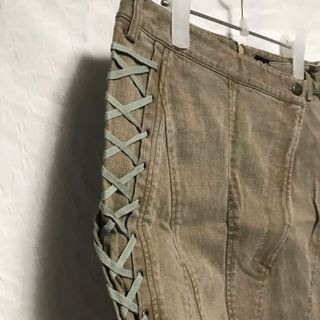 빈티지 00s y2k 코르셋 사선 절개 카고 미디 스커트 상품이미지3