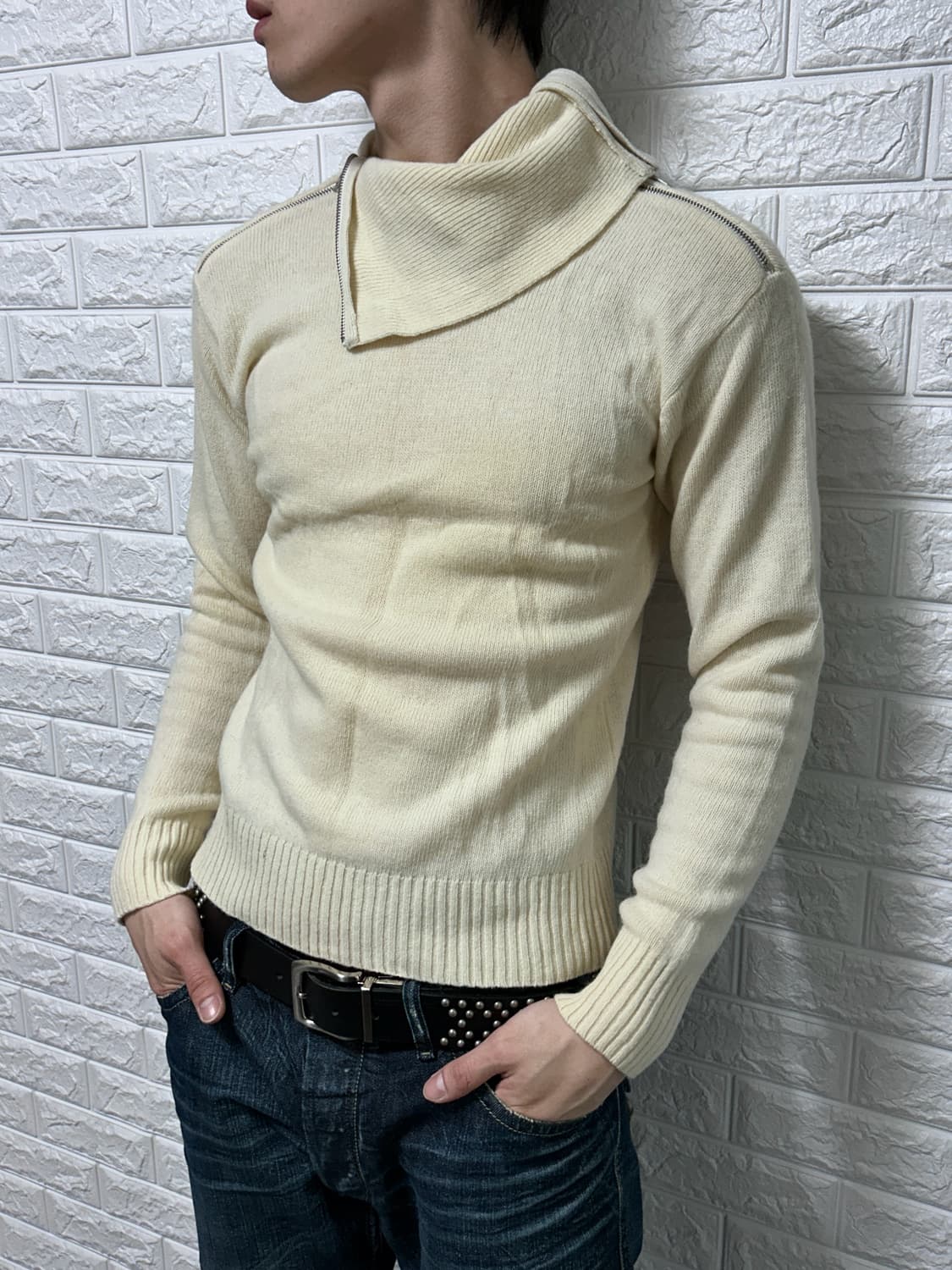 아르마니 더블 지퍼 하이넥 니트 상품이미지2