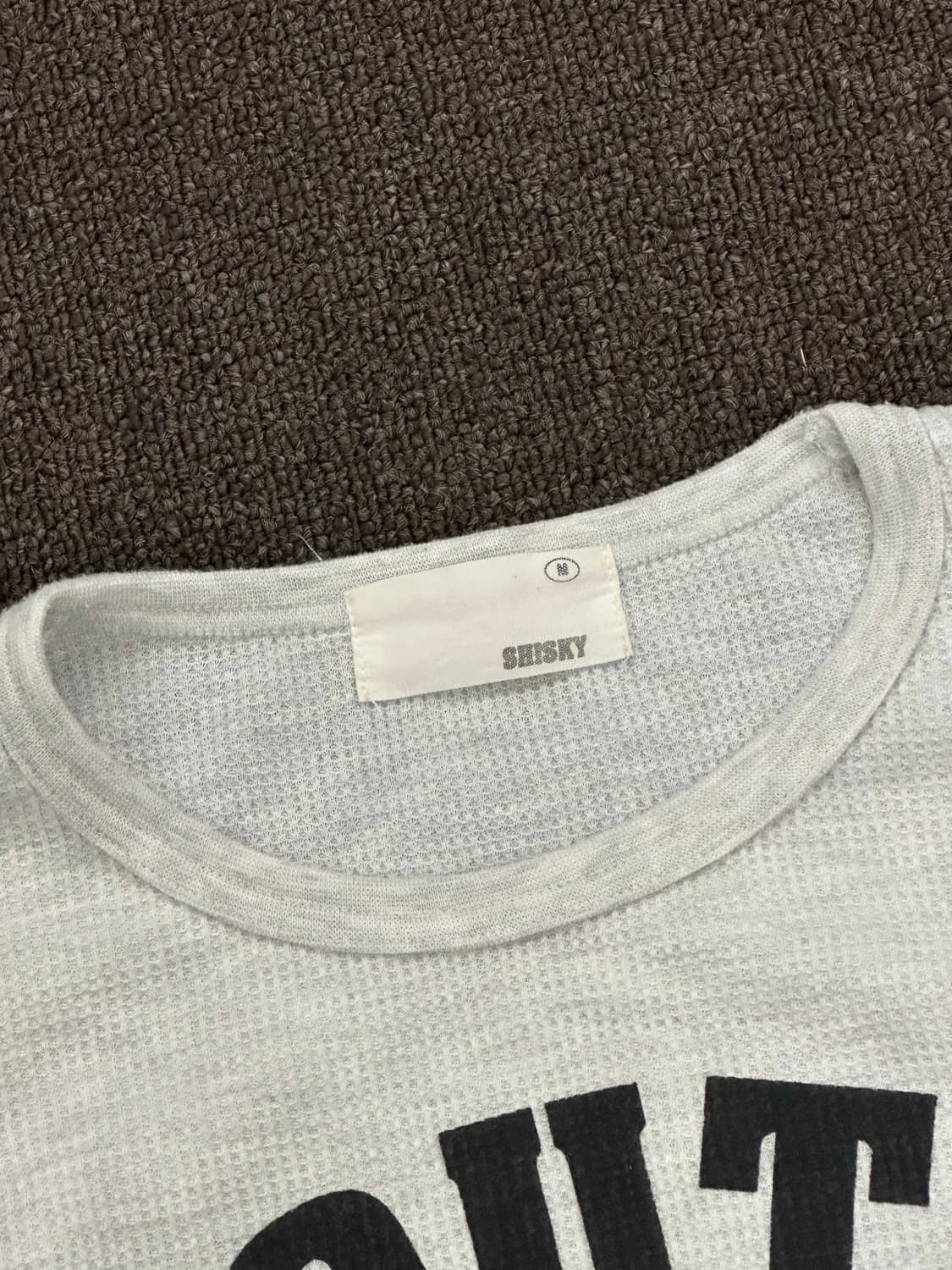 M)Japanese vintage 여성 레터링 와플 크루넥 긴팔 상품이미지3