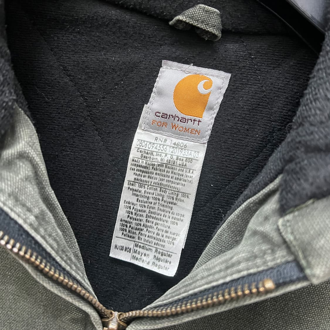 칼하트 우먼 WJ130 MOS 모스그린 덕 액티브 후드 자켓 M 상품이미지4