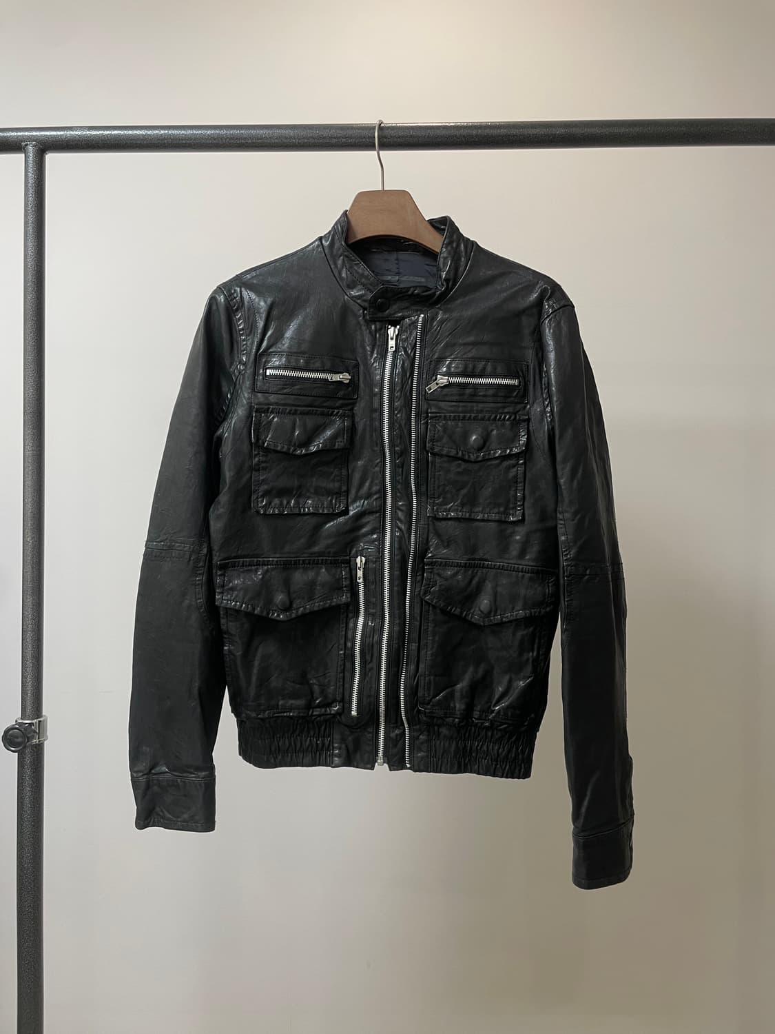 (100) 양가죽 봄버 블루종 레더 자켓 상품이미지1