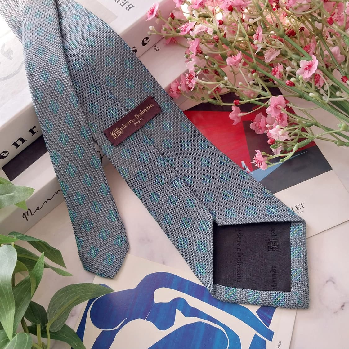 발망 실크 블루 패턴 넥타이 8.1cm A+~A등급 K1409
 상품이미지6