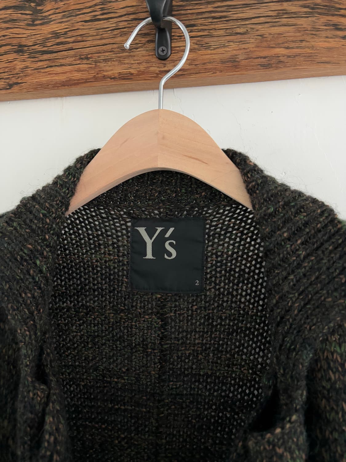 Y’s 요지야마모토 카키 모헤어 롱 오픈 가디건 상품이미지7