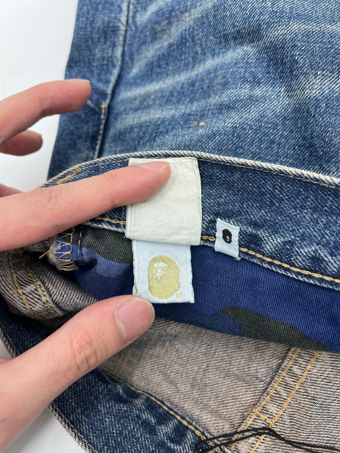 베이프 og 로고 데님숏츠 상품이미지7