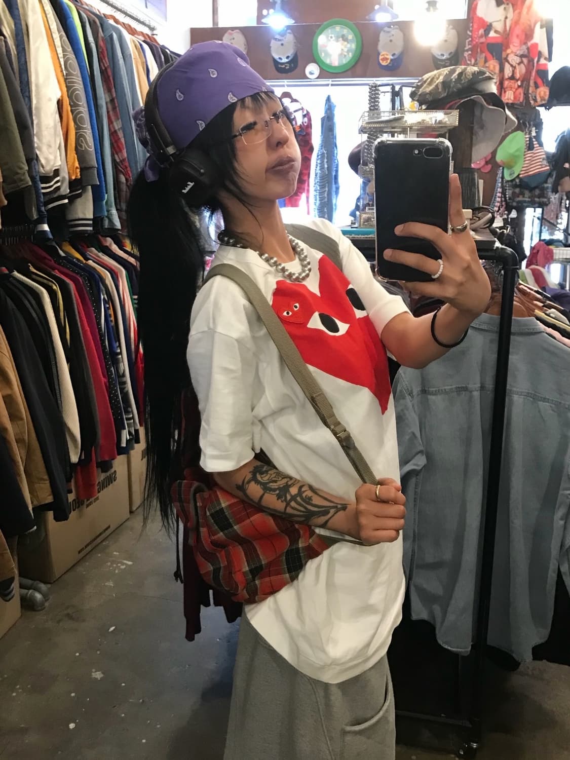  꼼데가르송 더블 하트 프린팅 티셔츠  상품이미지4