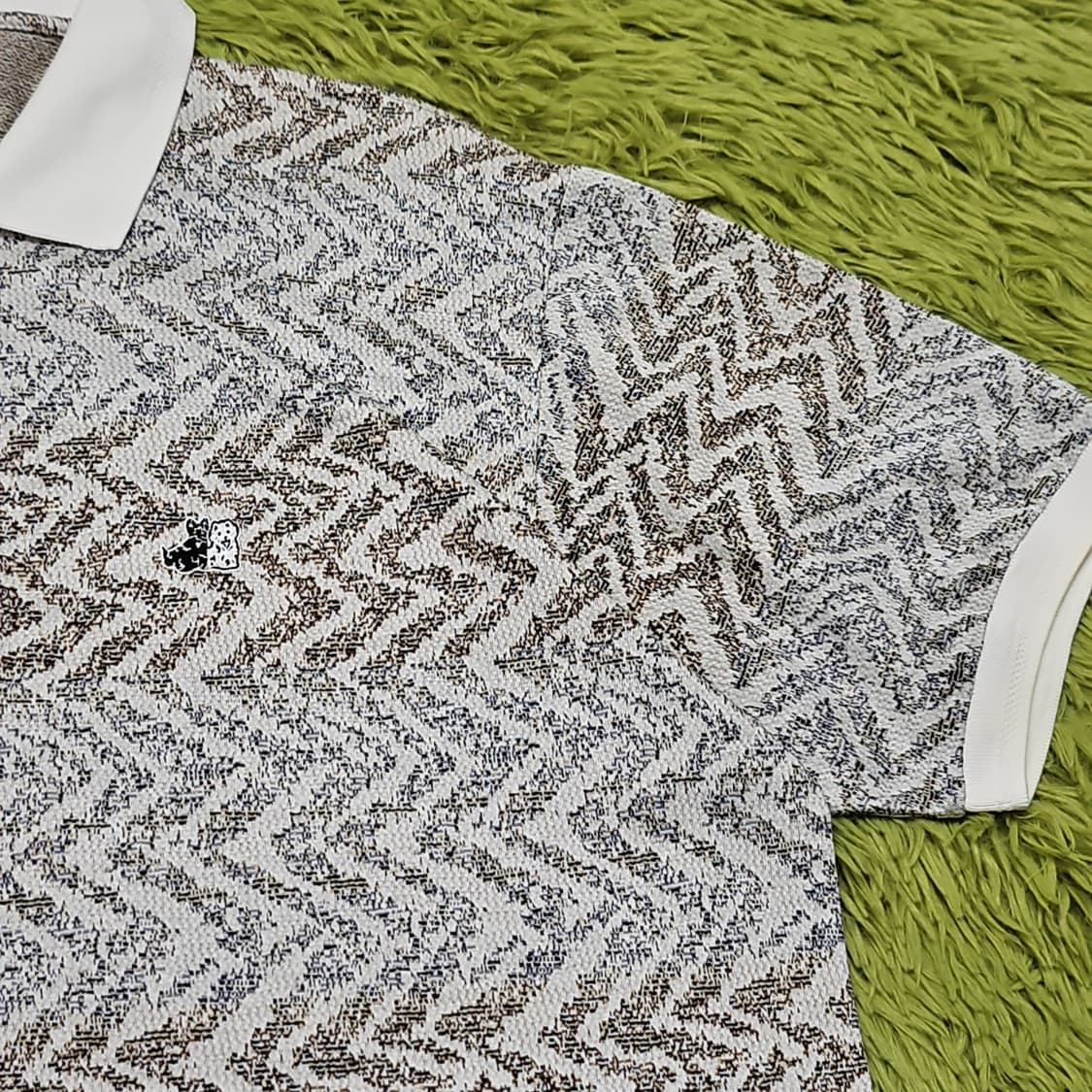 블랙앤화이트 패턴 반팔 카라티 L(XL추천) 상품이미지2