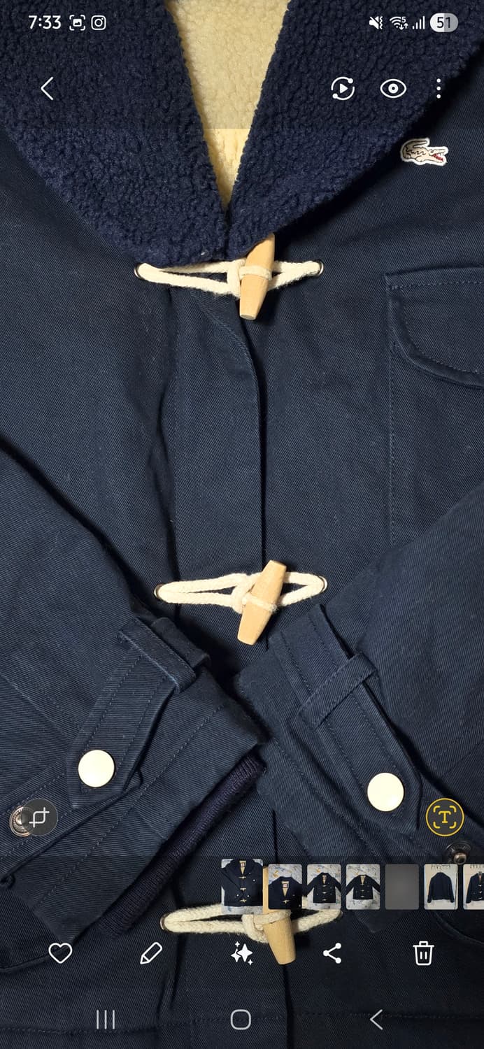 라코스테 LIVE 네이비 우먼 더플 코트 M 상품이미지8