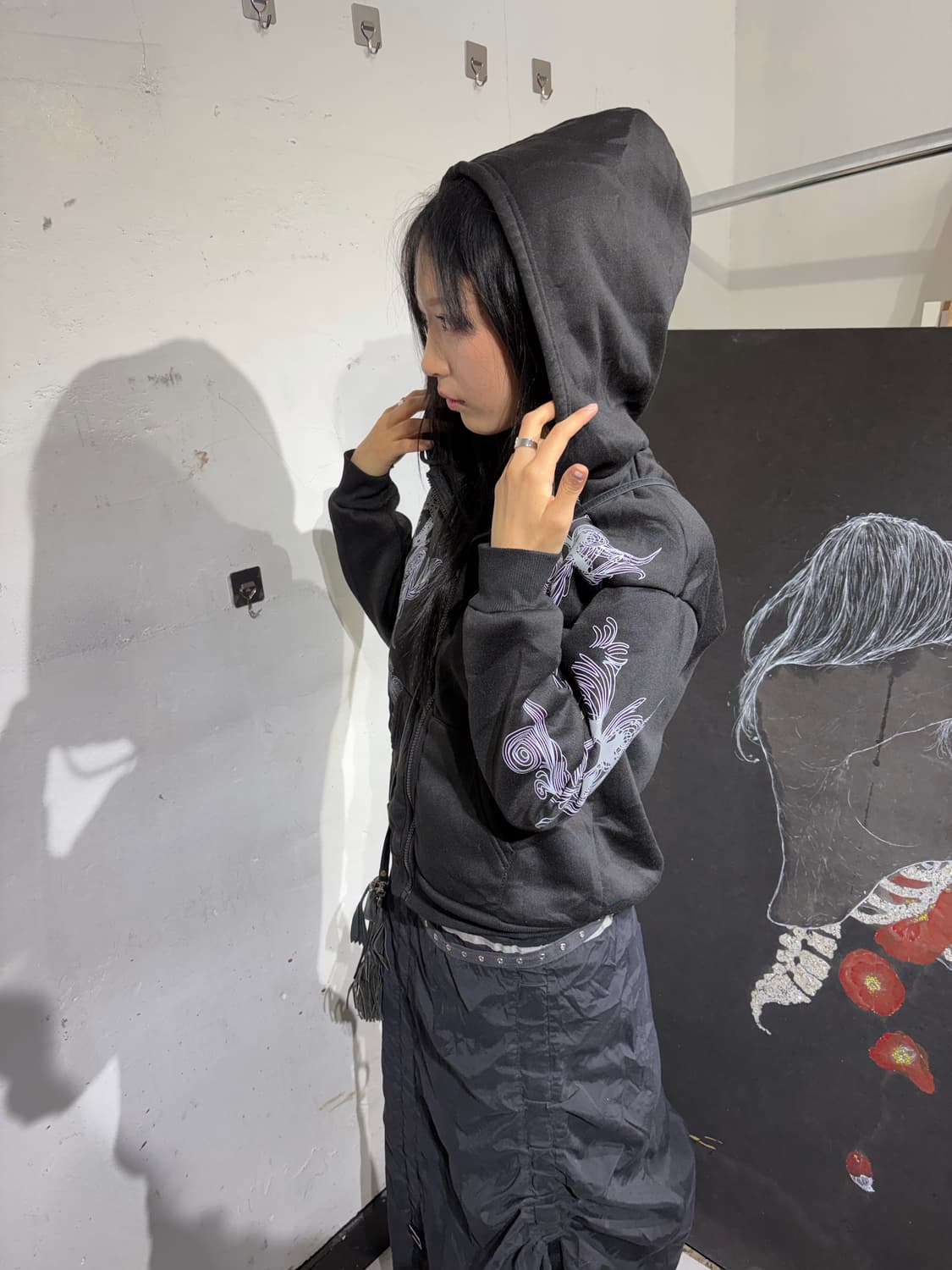 00s JPN 고딕 펑크 일본 빈티지 후드 집업 M 상품이미지6