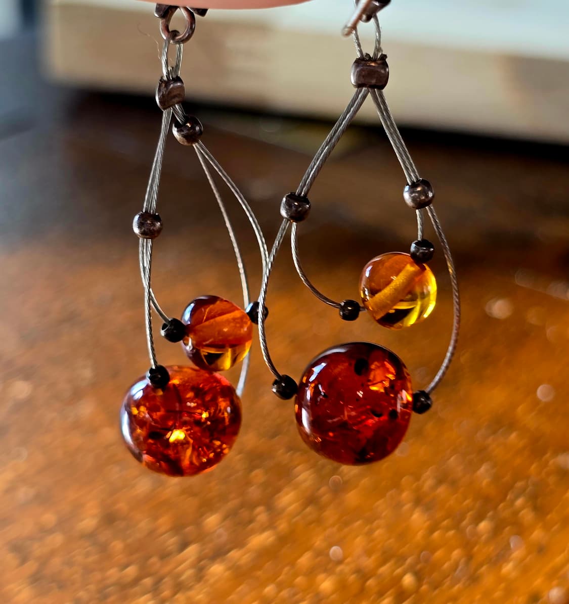 🇺🇸925실버 앰버 원석 앤틱 목걸이 귀걸이 세트 상품이미지8