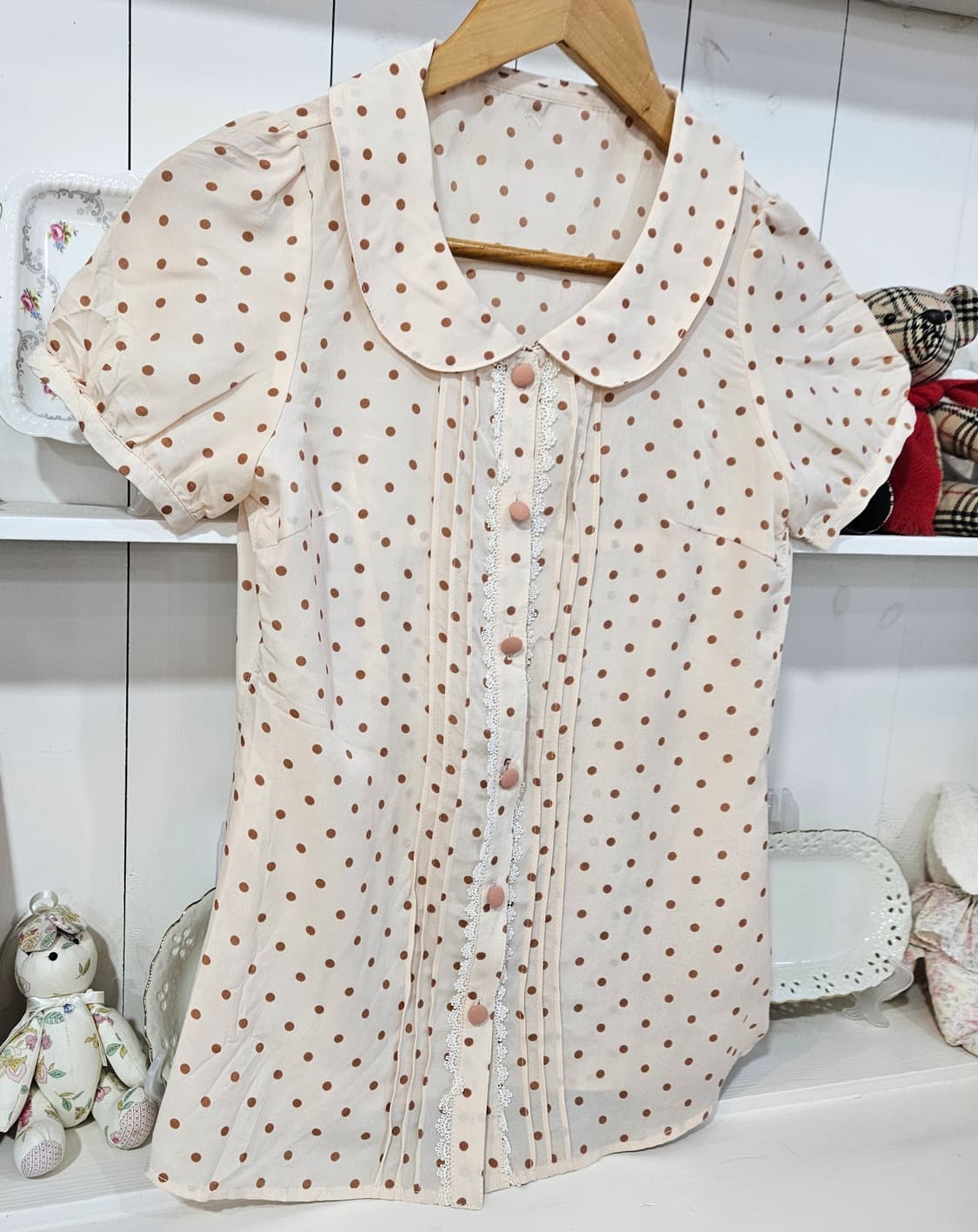 도트 세일러카라 블라우스 상품이미지2