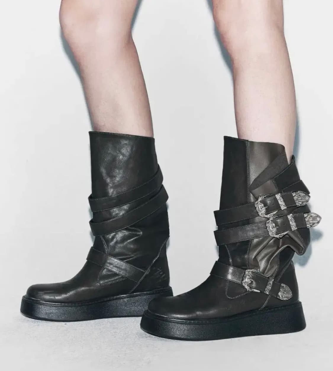 Yeel WESTERN BUCKLE FOLDING BOOTS DARK K 상품이미지1