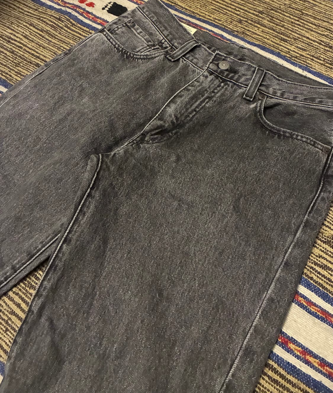 (31)리바이스 567 프리미엄 빅E 릴렉스 플레어 흑청 데님 청바지 상품이미지2