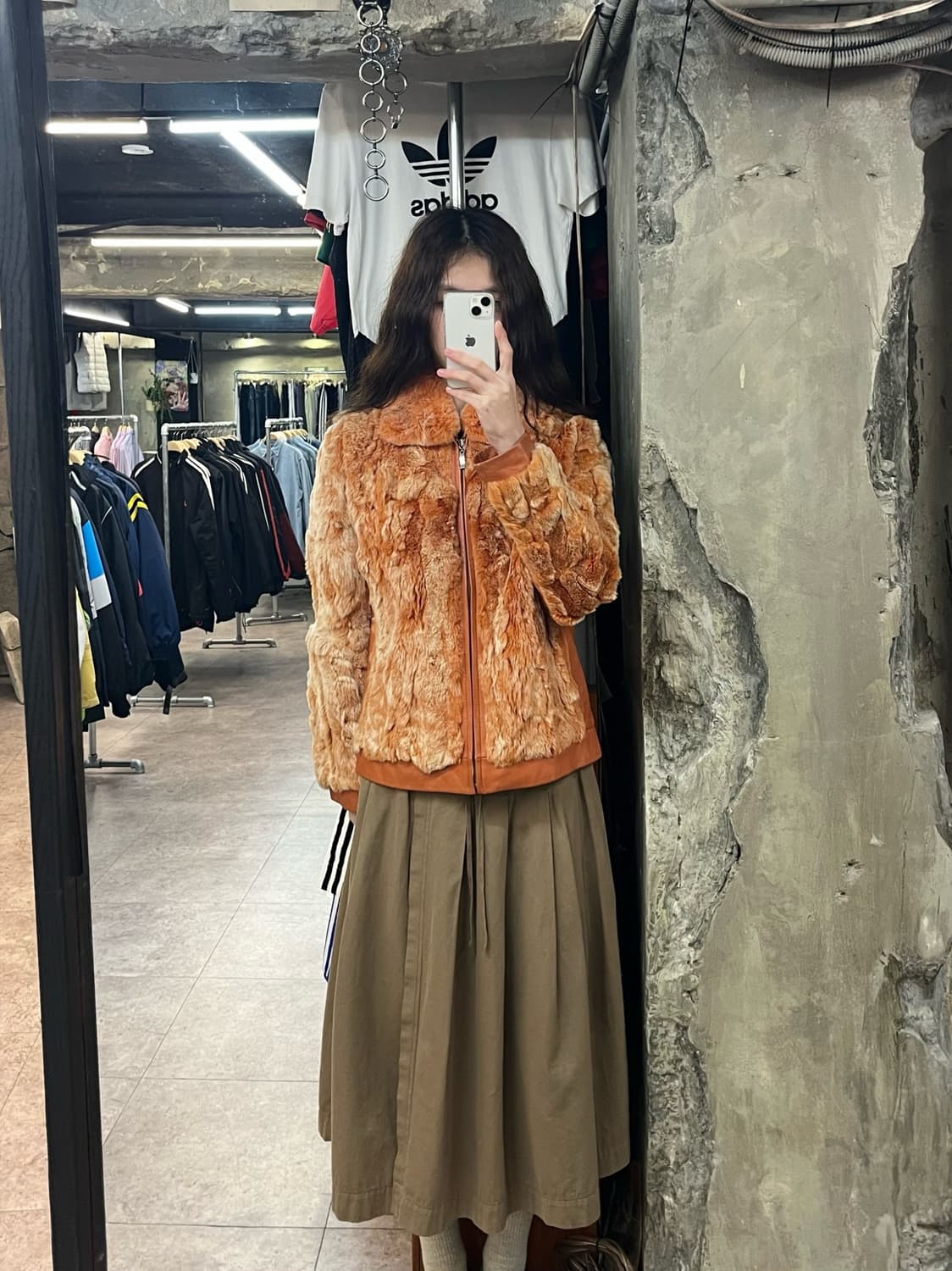 빈티지 토끼퍼 양가죽 레더 자켓 오렌지 88 #csz2549 상품이미지2