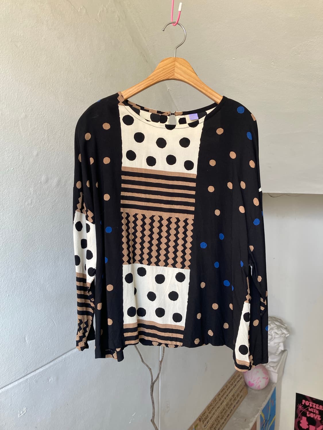 도트 프린팅 코튼 셔츠 블라우스 상품이미지1