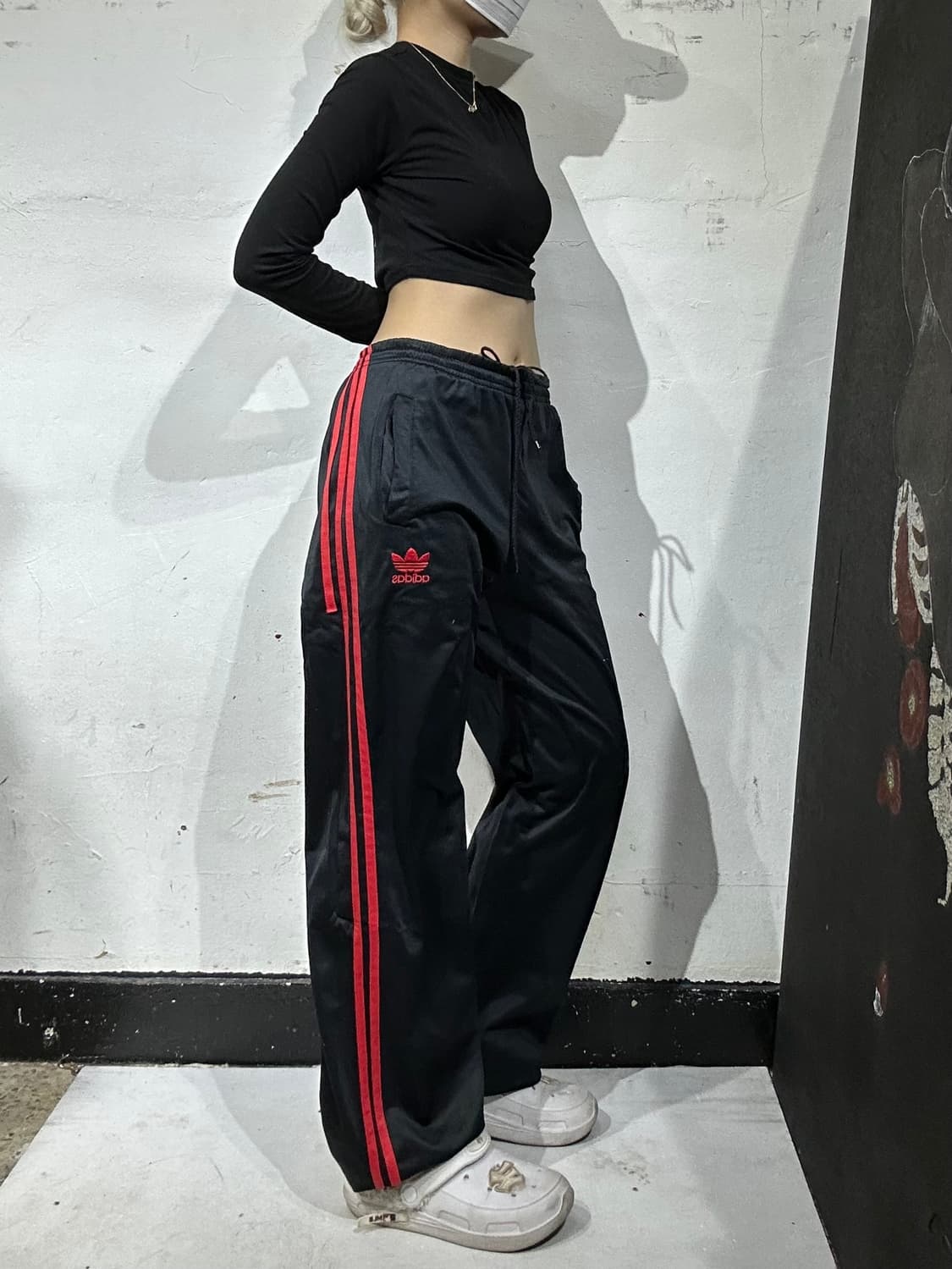 80s 아디다스 블랙 파이어버드 와이드 트레이닝 팬츠 추리닝 바지 90 상품이미지1