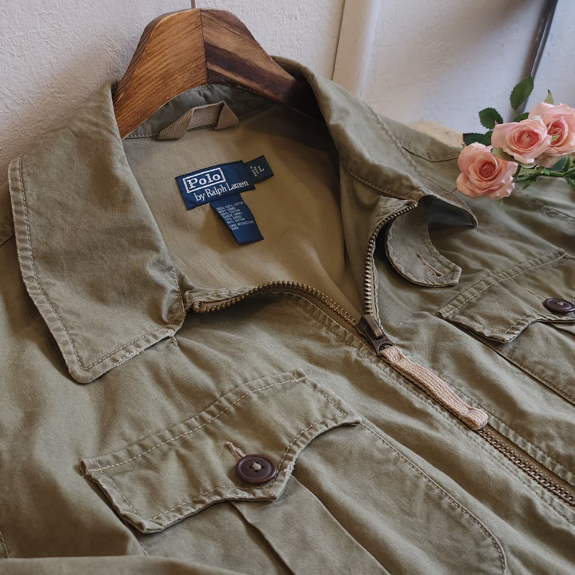 90s 폴로 랄프로렌 밀리터리 필드자켓 모터사이클 그린 L 상품이미지3