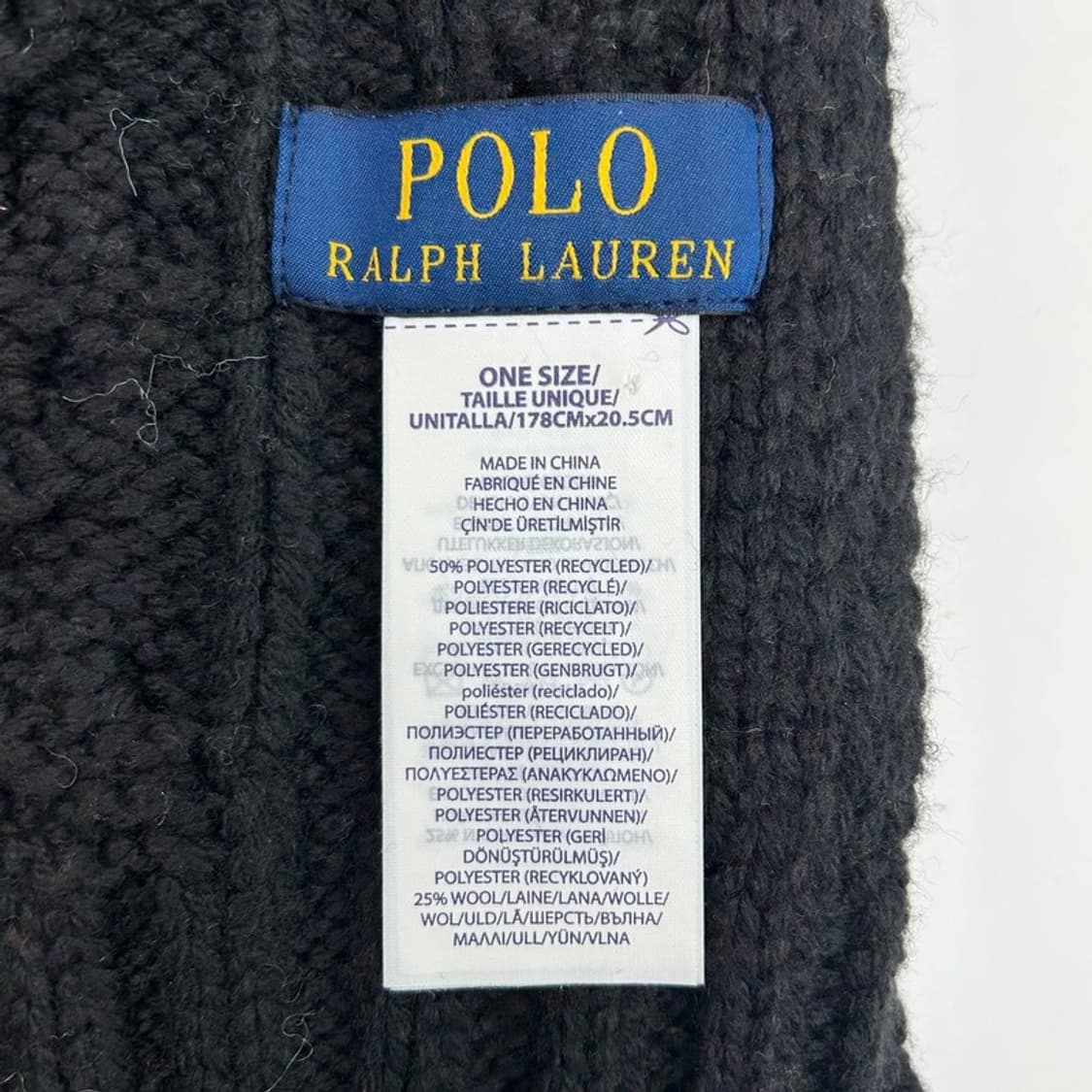 폴로랄프로렌 베어 케이블 니트 스카프 블랙 상품이미지4