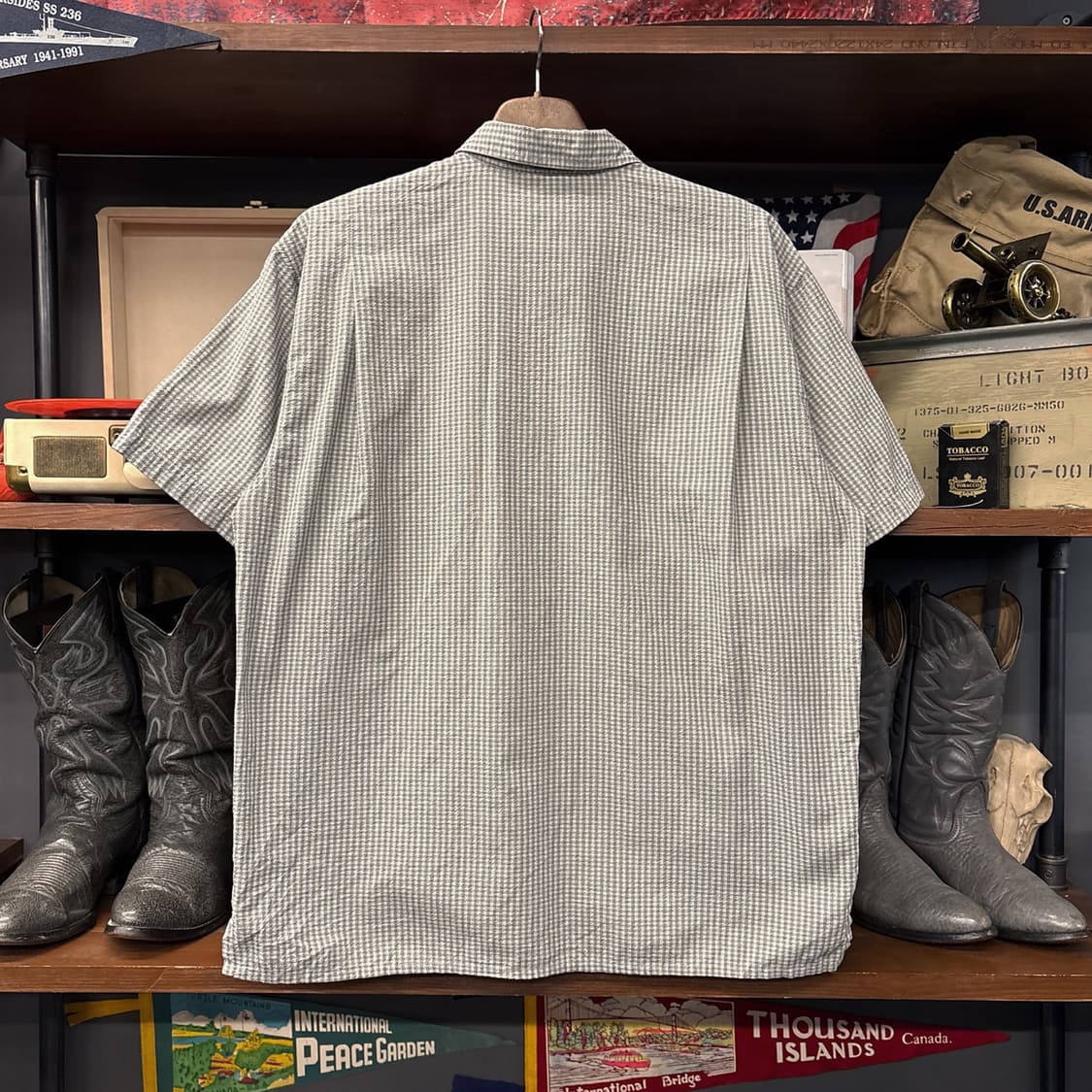 00s 파타고니아 마이크로 체크 엠보싱 시어서커 셔츠 N1158 상품이미지2