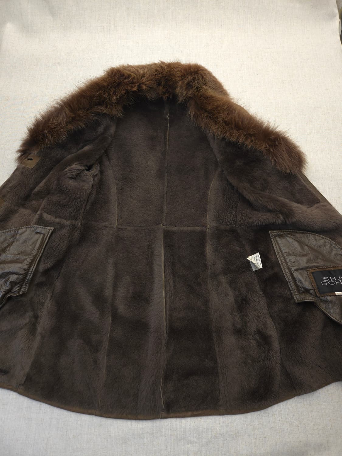 Sha Scha 브라운 트리밍 양가죽 무스탕 코트 상품이미지9