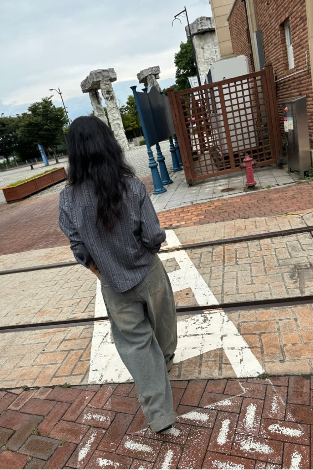신시 그레이워싱 와이드 데님팬츠 빈티지 워싱 상품이미지3