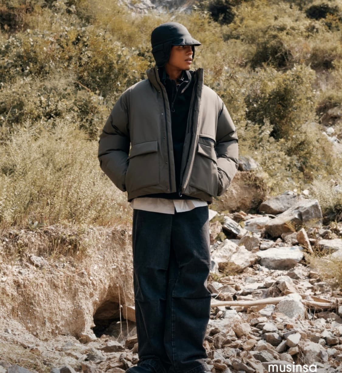 무탠다드 시티레저 논퀄팅 숏패딩 머드그레이 상품이미지1