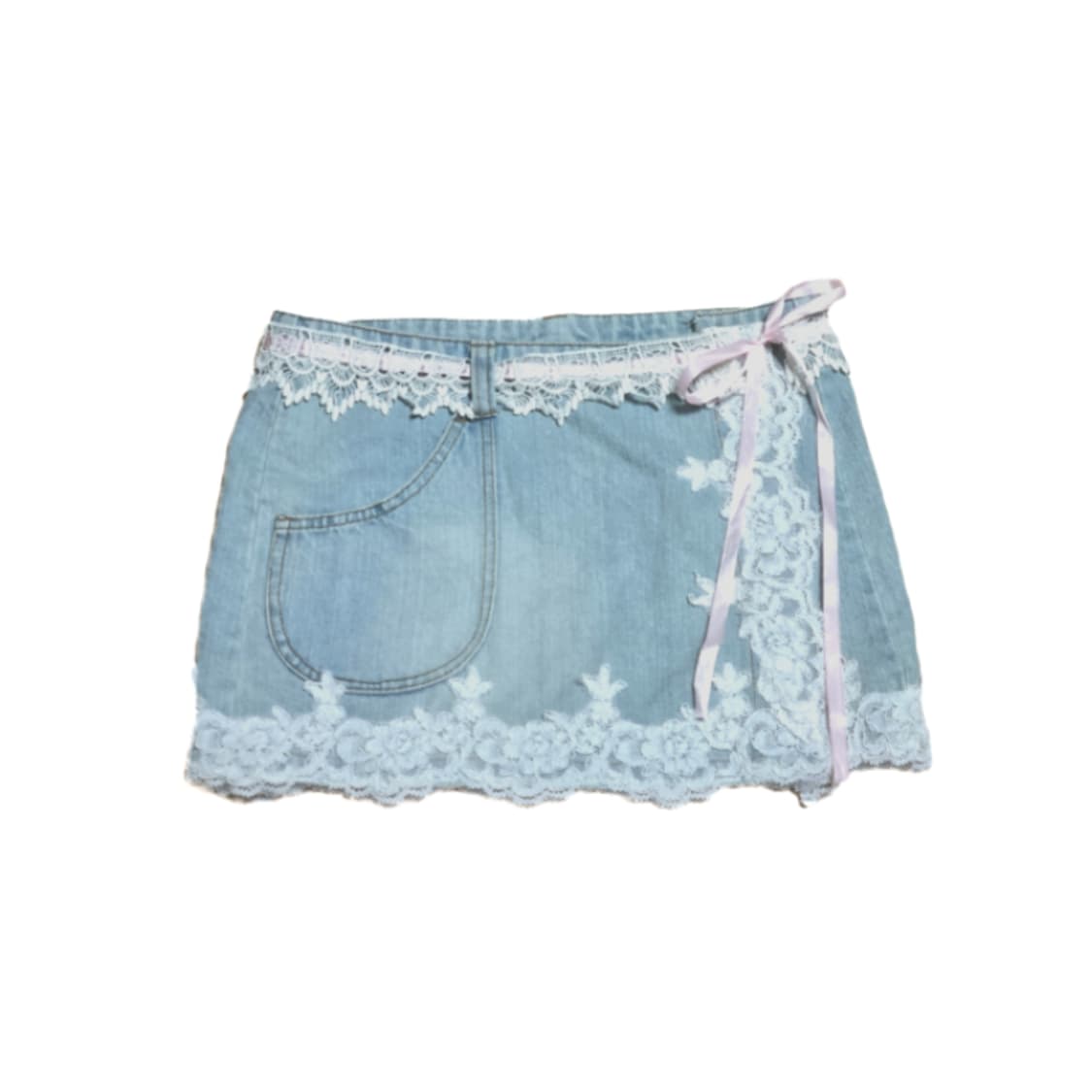 빈티지 스커트 랩스커트 치마 데님 청 레이스 하이틴 갸루 키치 모리걸 상품이미지1