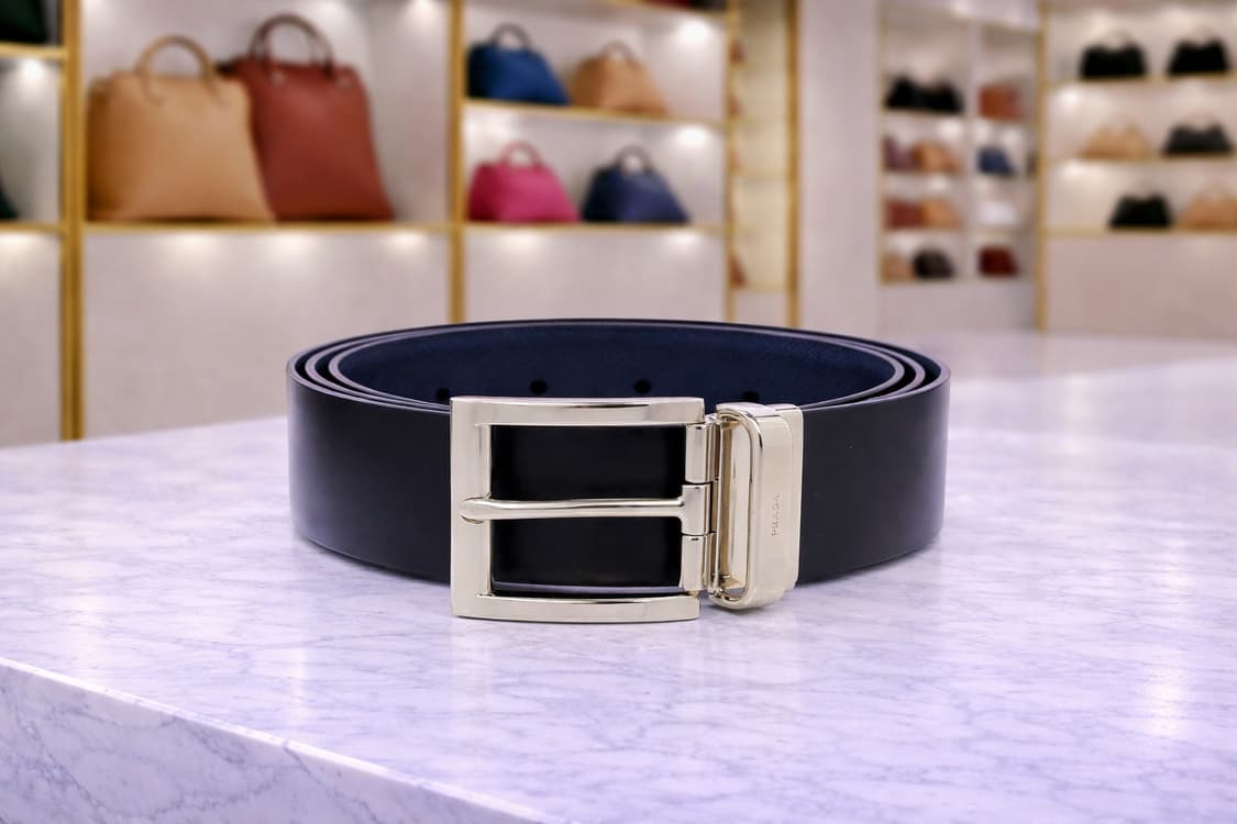 [S급] 프라다 사피아노 은장 장식 리버서블 벨트 판매합니다!!! 상품이미지1