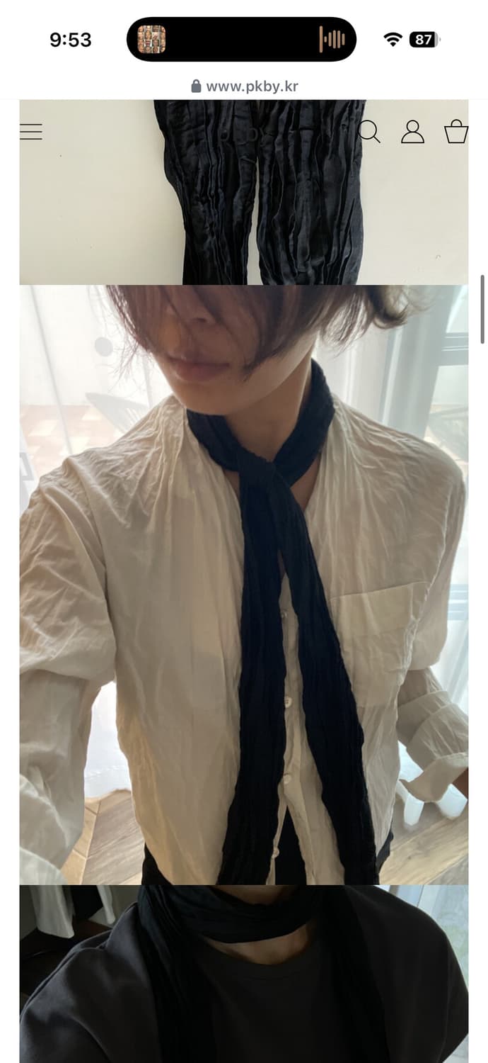 Pkby cotton silk wrinkle scarf (black) 상품이미지2