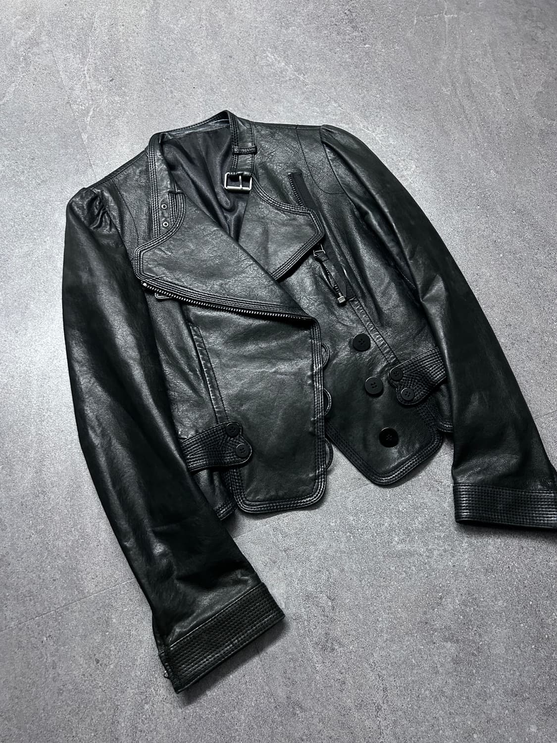 사선 지퍼 하이브리드 클로징 램스킨 자켓 상품이미지1