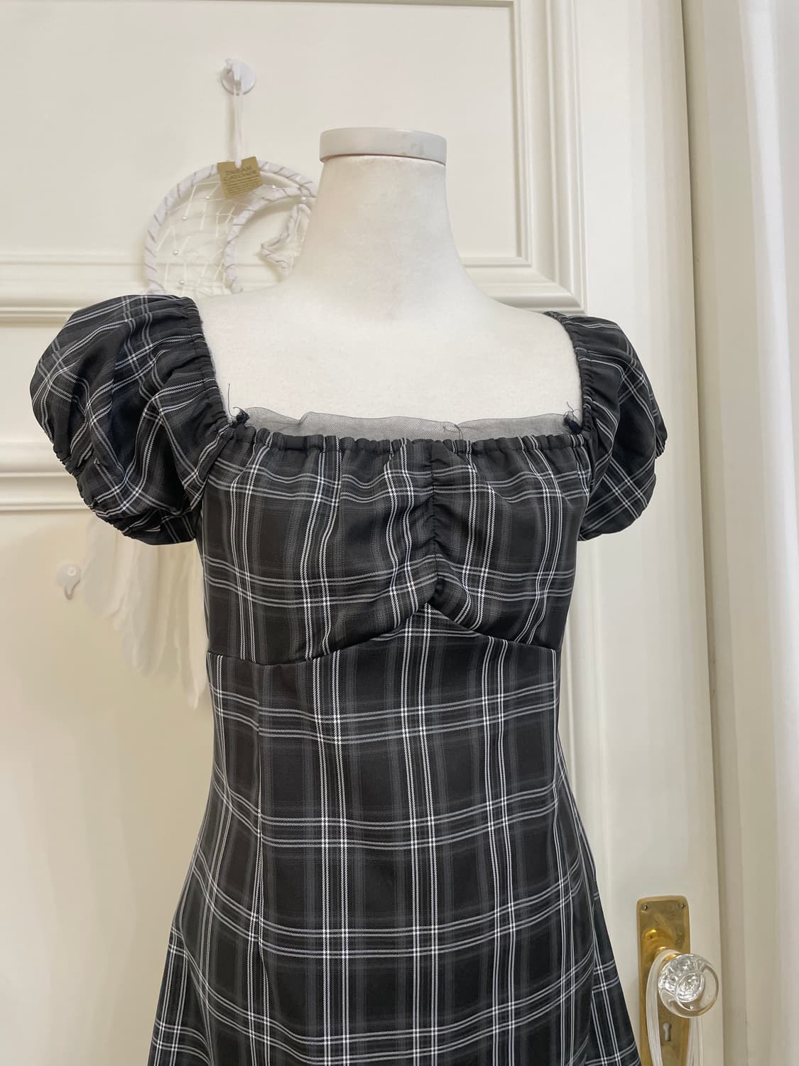 charcoal check shirring point lovely opc 상품이미지5
