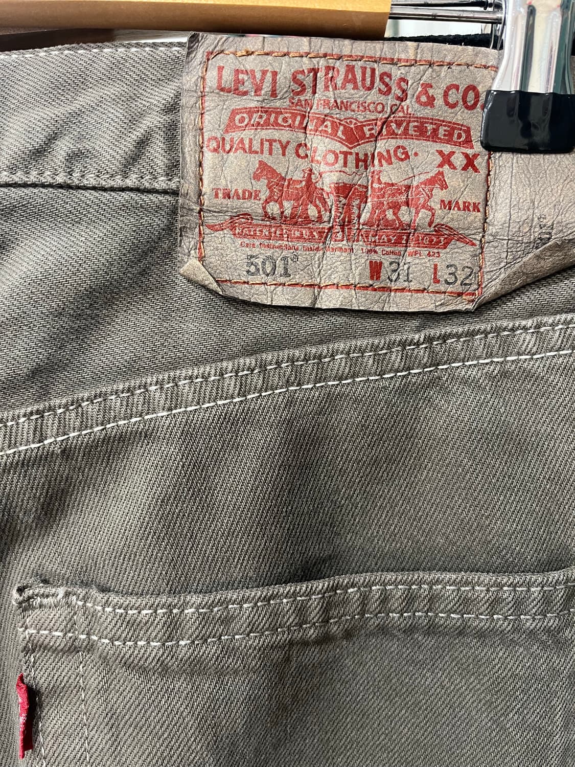 리바이스 501 올리브컬러 데님팬츠 상품이미지3