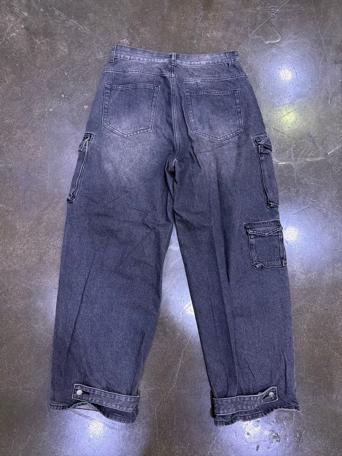 언유즈드랩 블랙 데님 멀티 포켓 카고 와이드 팬츠 M 상품이미지3