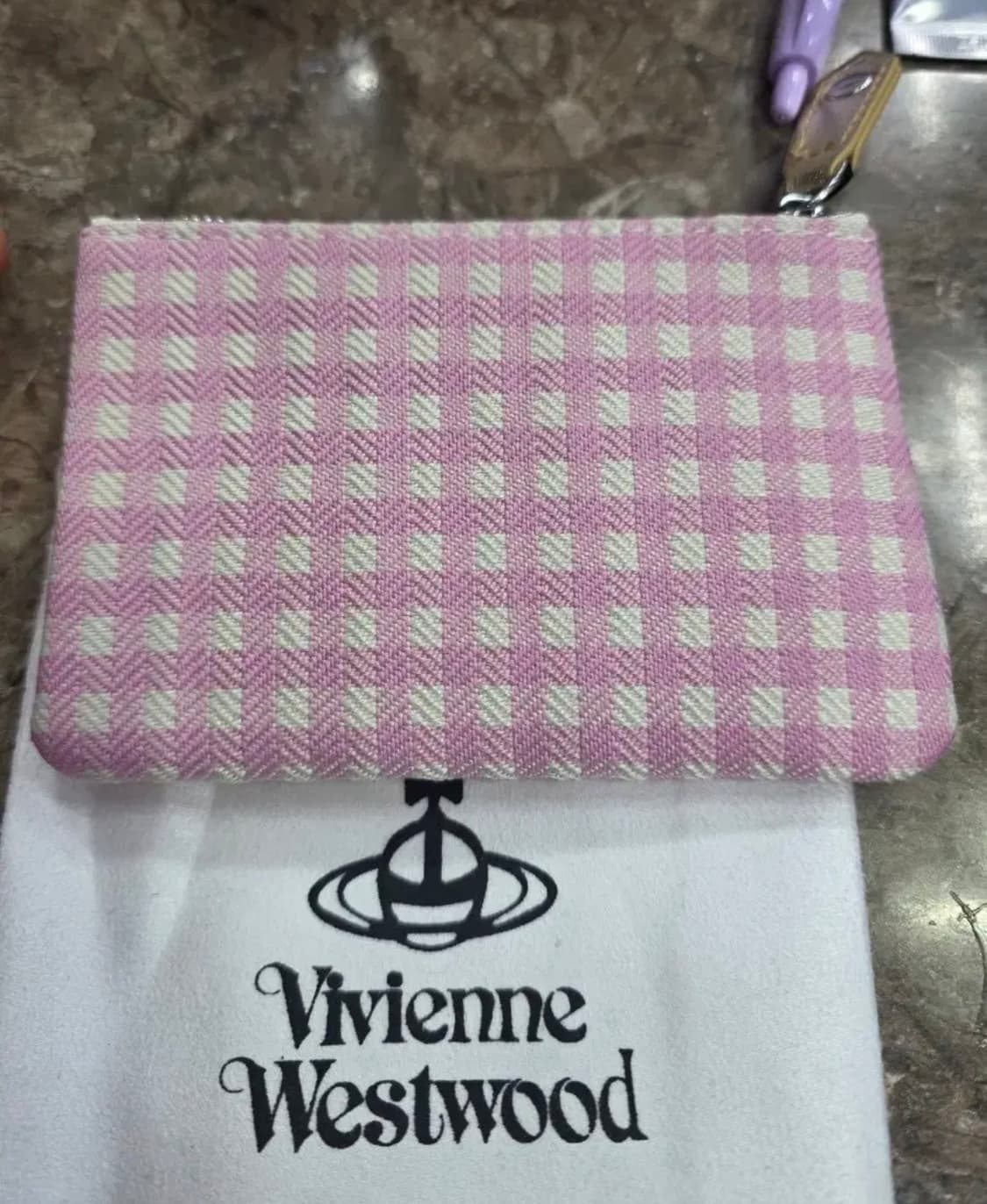(미사용) 비비안웨스트우드 아카이브 야스민 핑크 체크 지갑 동전 카드 상품이미지2