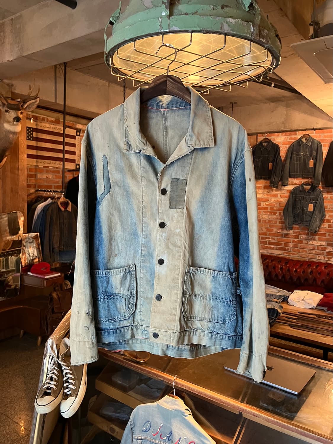 70s USA Sun fading Denim Chore Jacket 상품이미지2