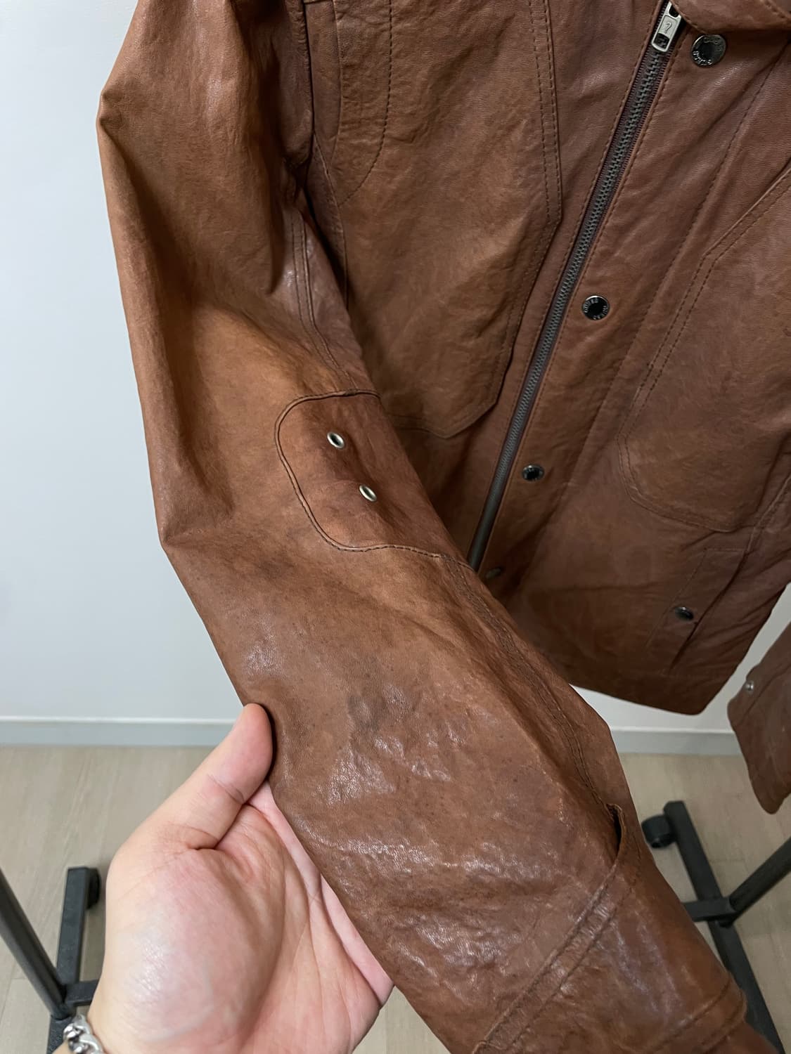 (M) Guess 게스 브라운 램스킨 양가죽 자켓 상품이미지10