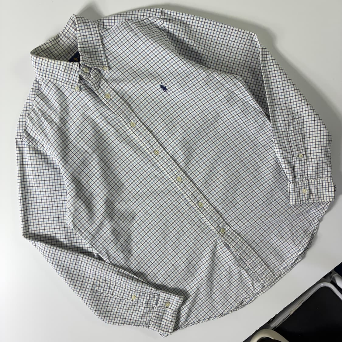 Polo  폴로 랄프로렌 자수 코튼 화이트 체크 셔츠  상품이미지2