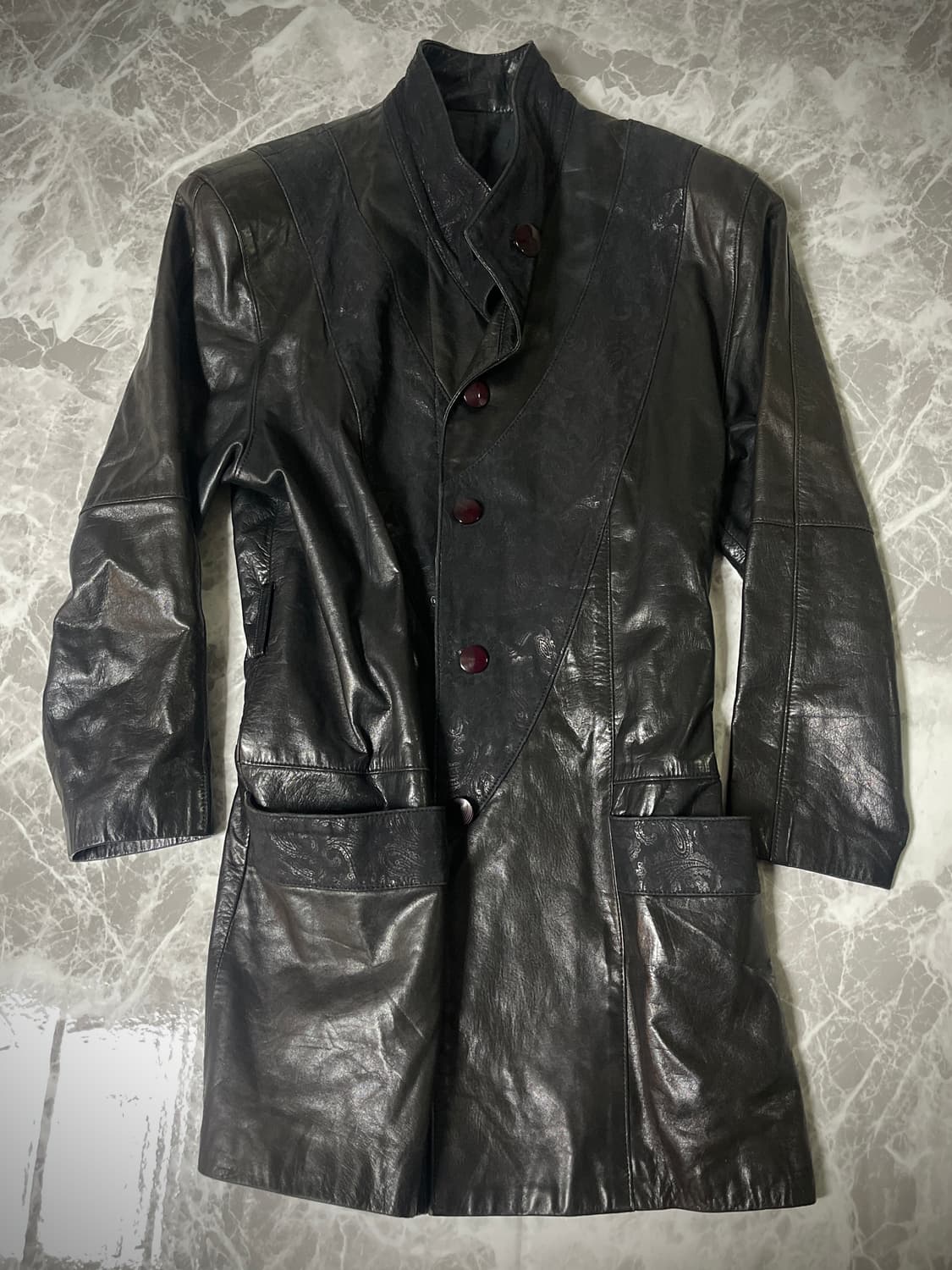 leather vintage pattern jacket 상품이미지4