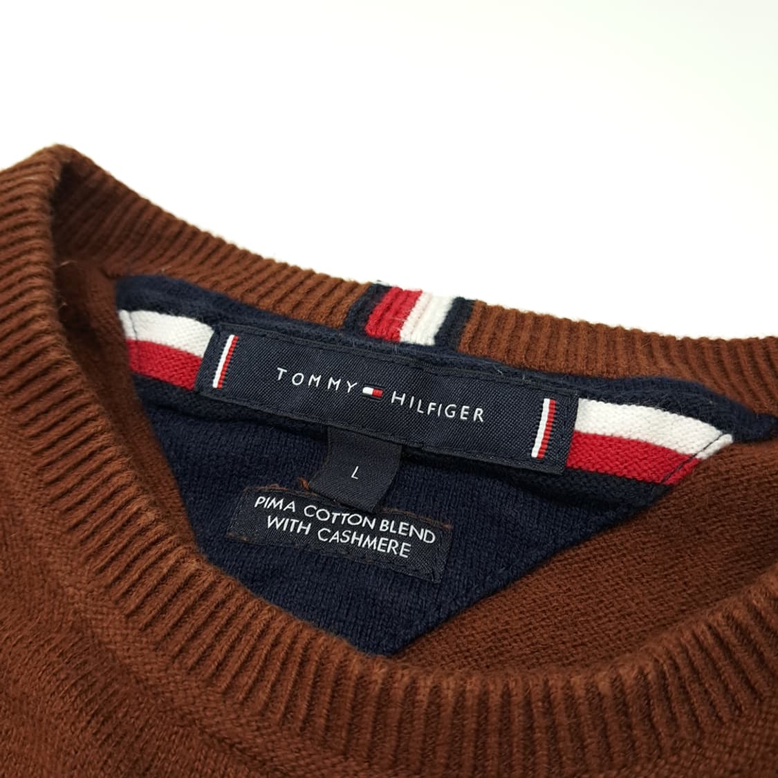 CL773 L 타미힐피거 코튼캐시미어 브라운 니트 스웨터 상품이미지3