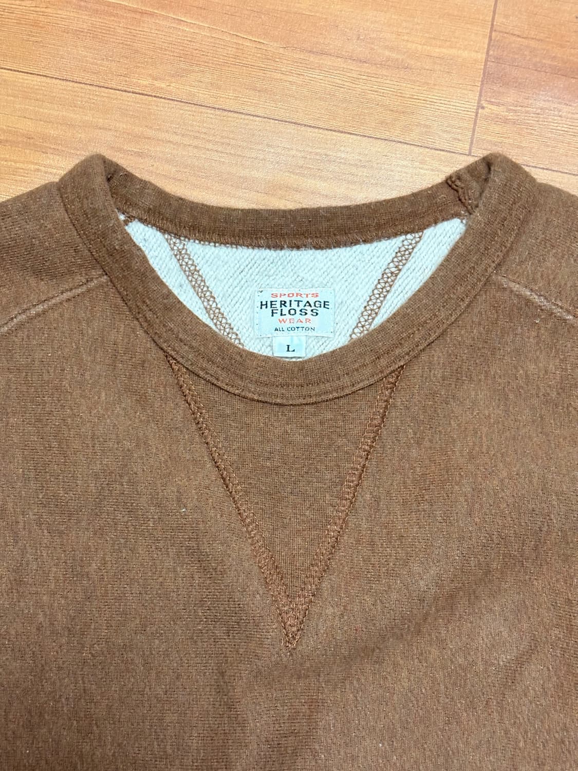 헤리티지플로스 코튼 맨투맨 브라운 라지 상품이미지1