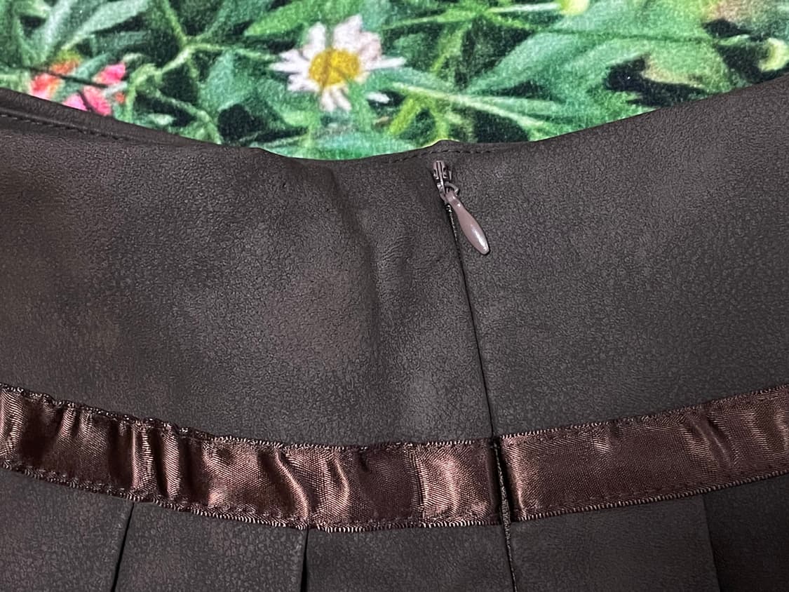 라떼갸루 초코 레이스 리본 플리츠 스커트 상품이미지3