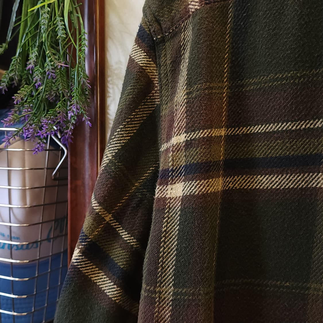 90s 아메리칸 빈티지 체크셔츠 헤비 플란넬 워크셔츠 그린 xl 상품이미지8