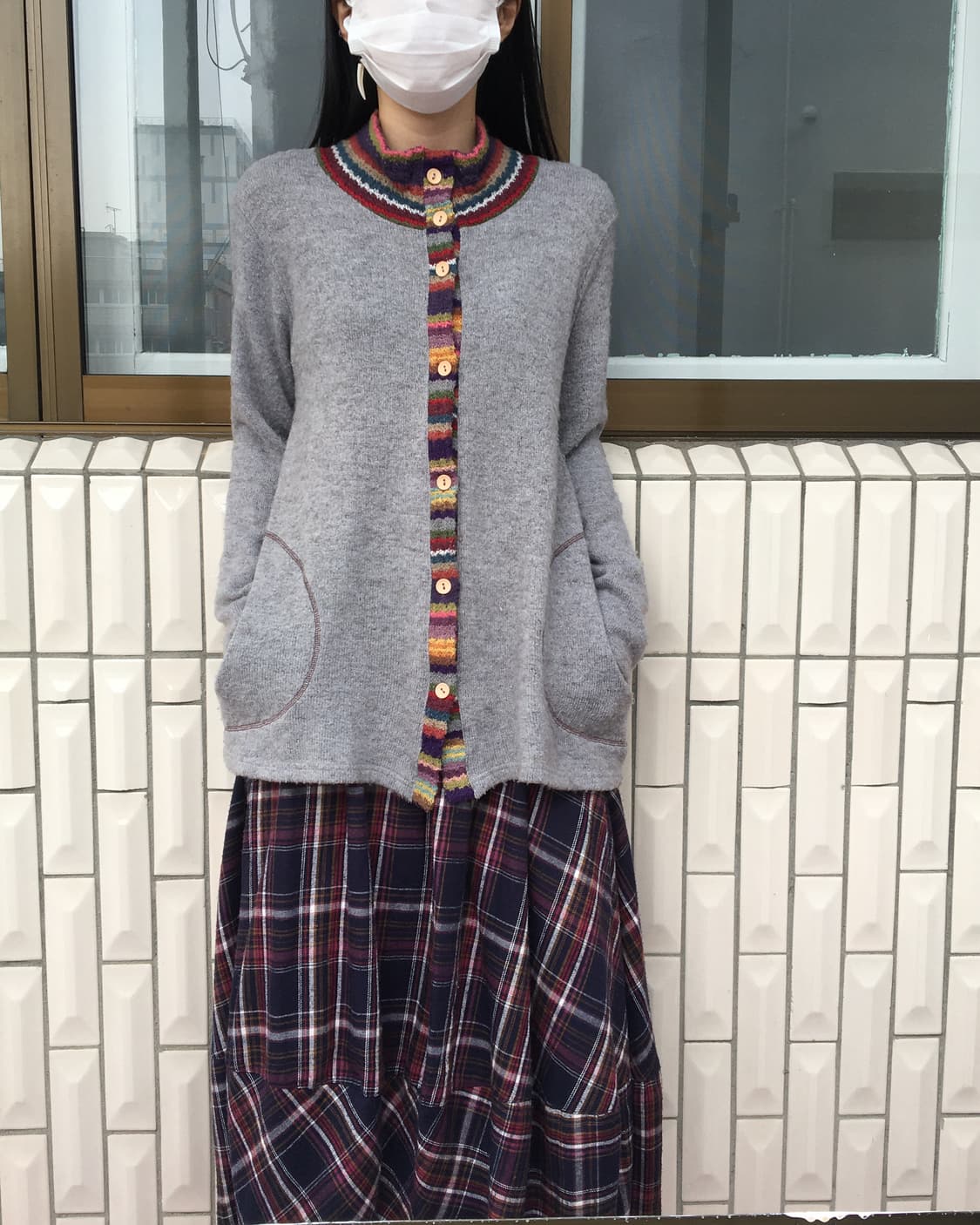 Line detail high neck knit cardigan 상품이미지7