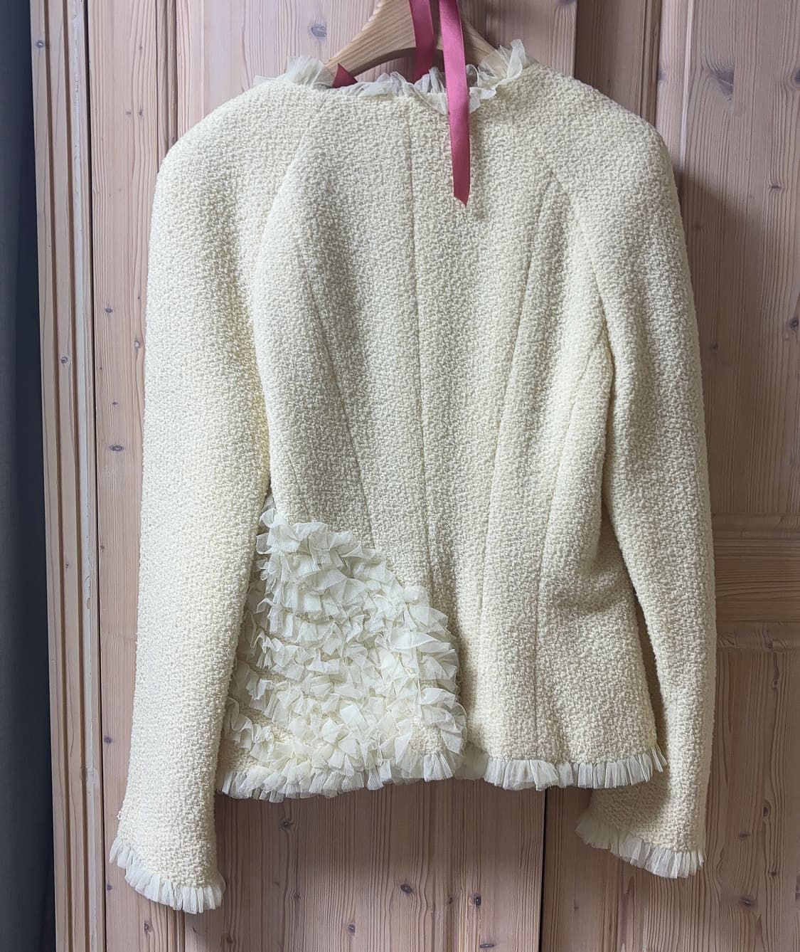 chanel 샤넬 아이보리 트위드 쉬폰 자켓 상품이미지5